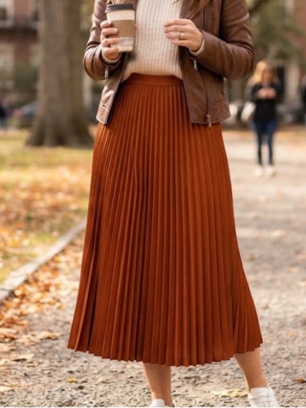 Aritzia Babaton Pleated Midi Skirt in Rust - #170